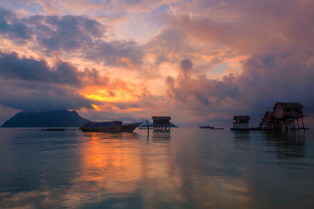 Sunset over the Mabul stilt village